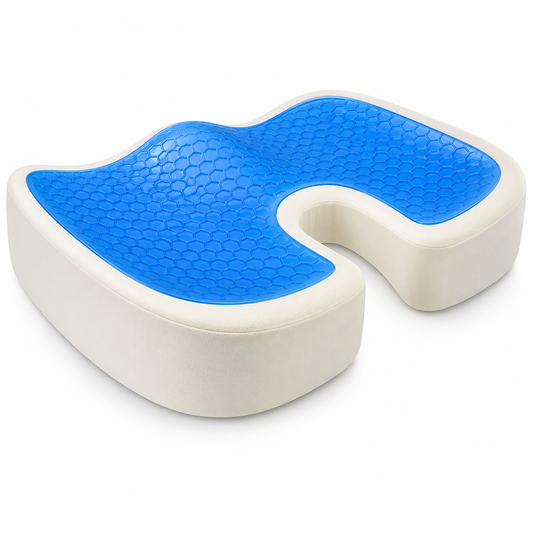 Coccyx Gel Memory Foam Sitting Cushion with Blue Gel Support – Softlab Lebanon