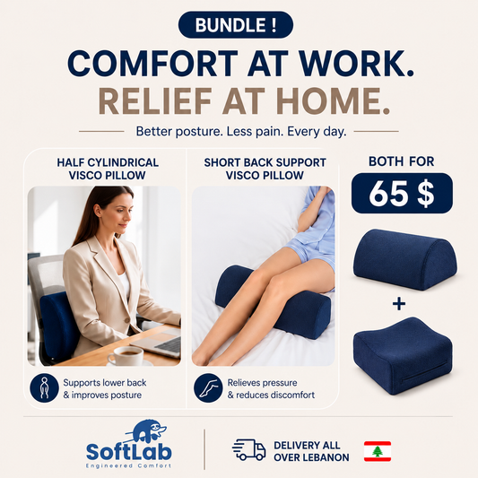 Half Cylindrical Visco Pillow + Short Back Support Visco Pillow | Both for $65
