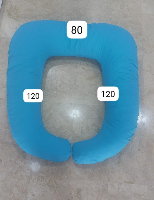 Compact U-shaped pregnancy support pillow with shredded memory foam for pregnant women and side sleepers